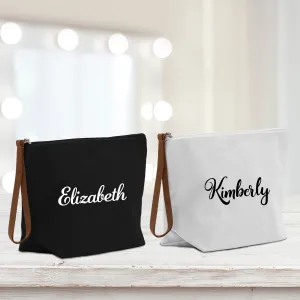 Personalized Name Cotton Canvas Accessory Pouch Small Custom Name Makeup Bag Birthday Gift for Her Travel Cosmetic Make Up Bag (MUB1003)