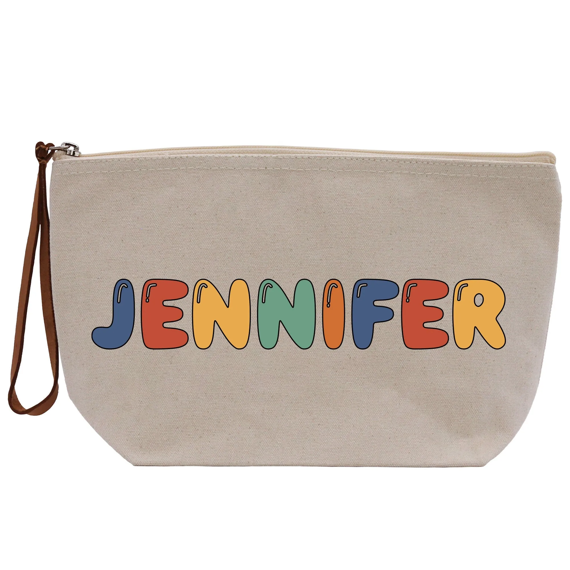 Personalized Name Cotton Canvas Accessory Pouch Small Custom Name Makeup Bag Bride Clutch Pouch Travel Cosmetic Make Up Bag (CNP1002)