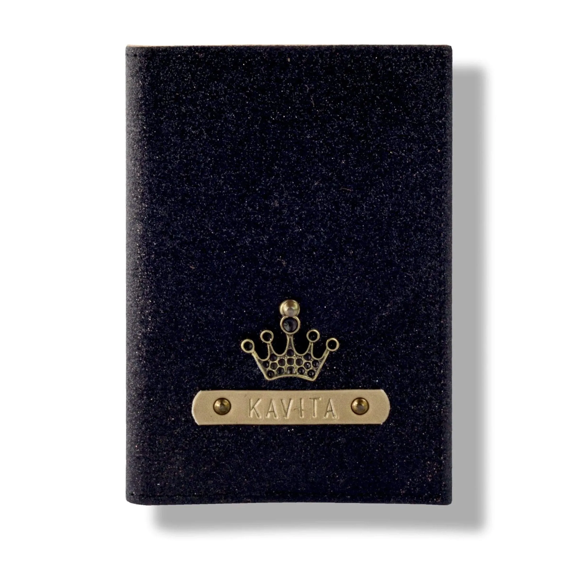 Personalized Passport Cover - Black Glitter