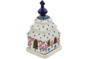 Polish Pottery 8" Chapel Candle Holder Kismet Red