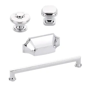 Polished Chrome "Regal" Cabinet Knobs and Drawer Pulls