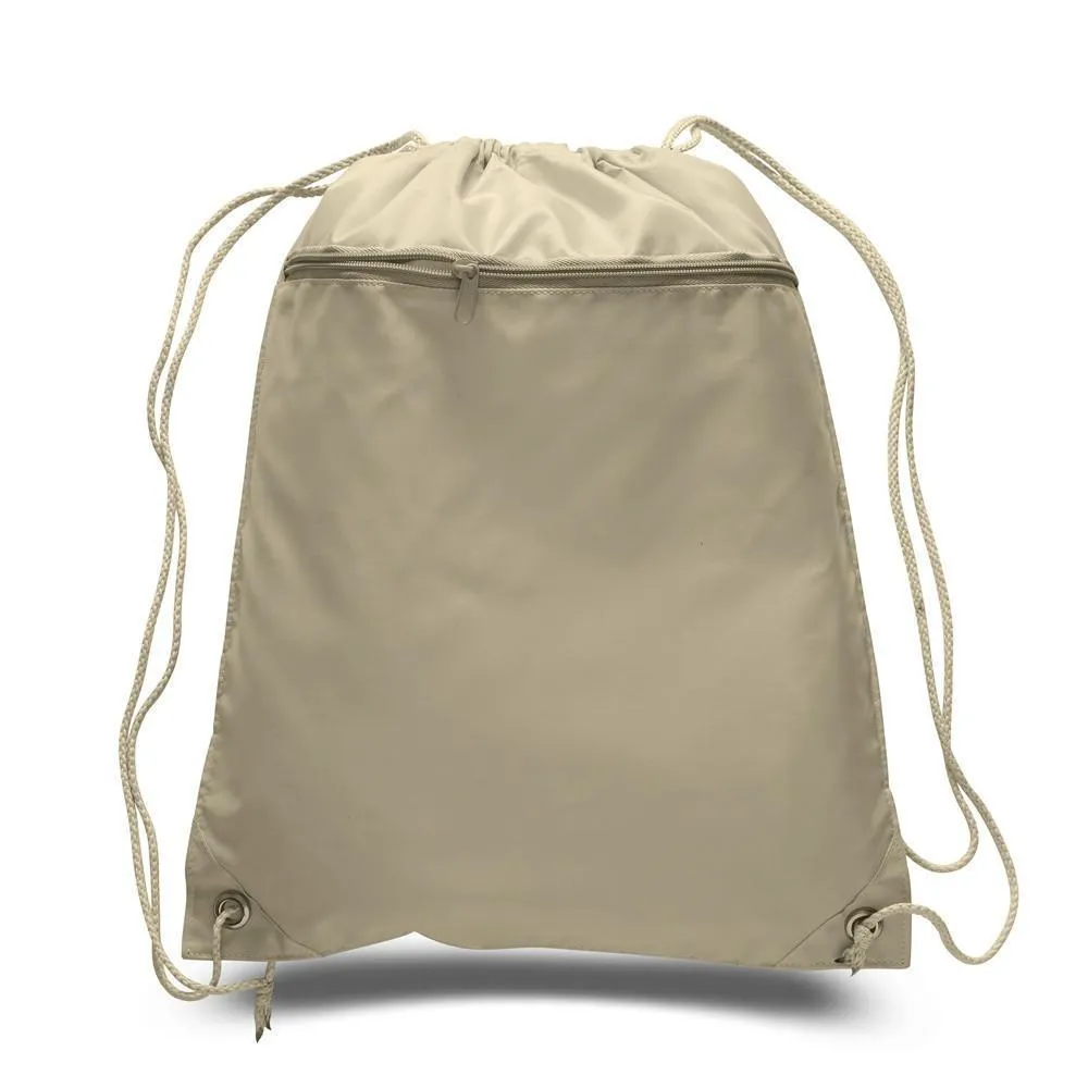 Polyester Cheap Drawstring Bags with Front Pocket