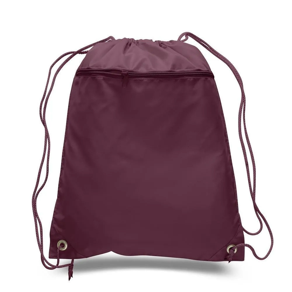 Polyester Cheap Drawstring Bags with Front Pocket