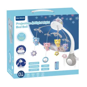 Projection Night Light Baby Bed Bell - Macaron Pink Blue - USB Rechargeable With Upgrade Large Holde