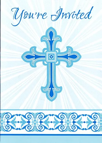 Radiant Cross - Blue Invitations