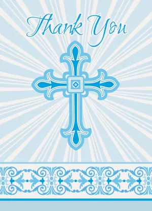 Radiant Cross Blue Thank You Notes 8pk