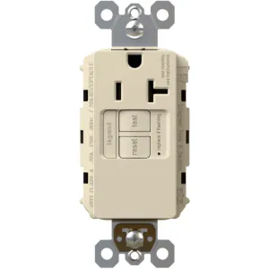 radiant Tamper-Resistant 20A Simplex Self-Test GFCI Receptacle, Light Almond