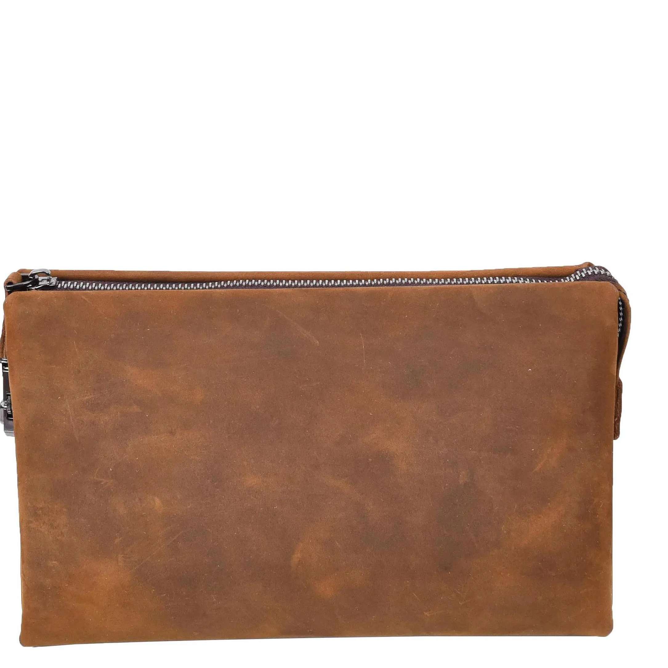 Real Leather Lockable Wrist Bag Thames Tan Hunter