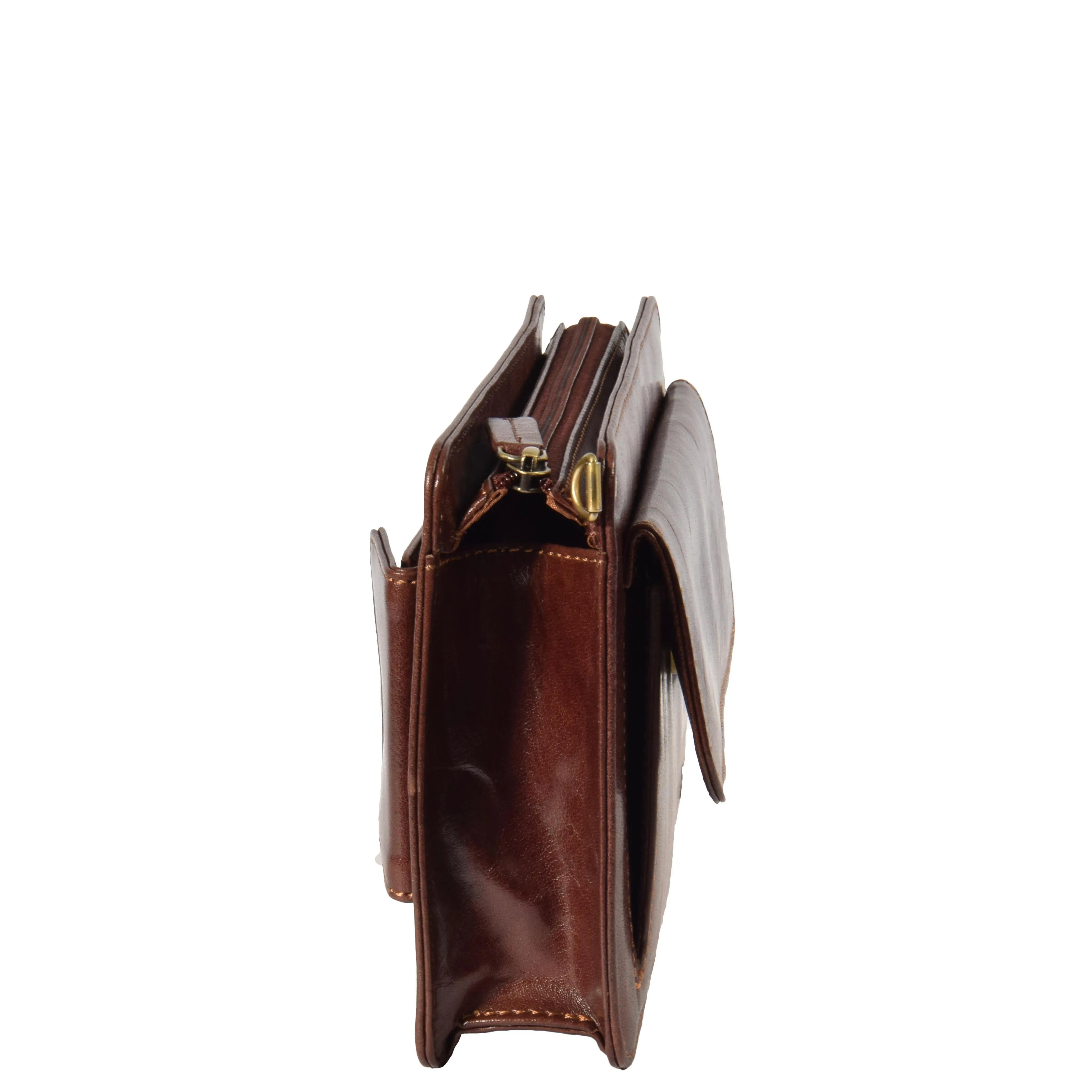 Real Leather Wristlet Pouch Montreal Brown