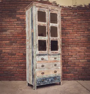 Recycle Design Glass Cabinet with 5 draw