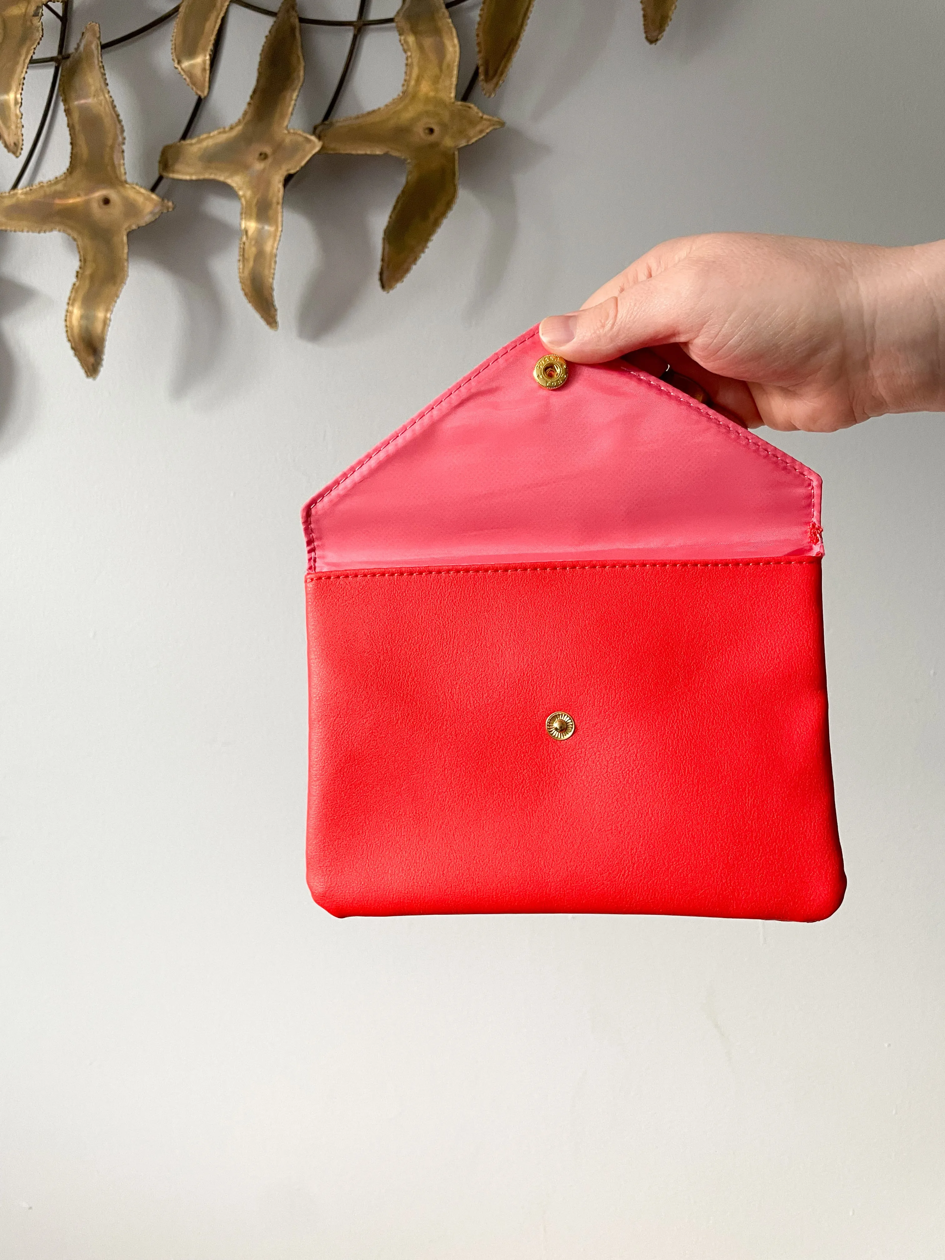 Red Sealed With A Kiss Envelope Clutch Bag