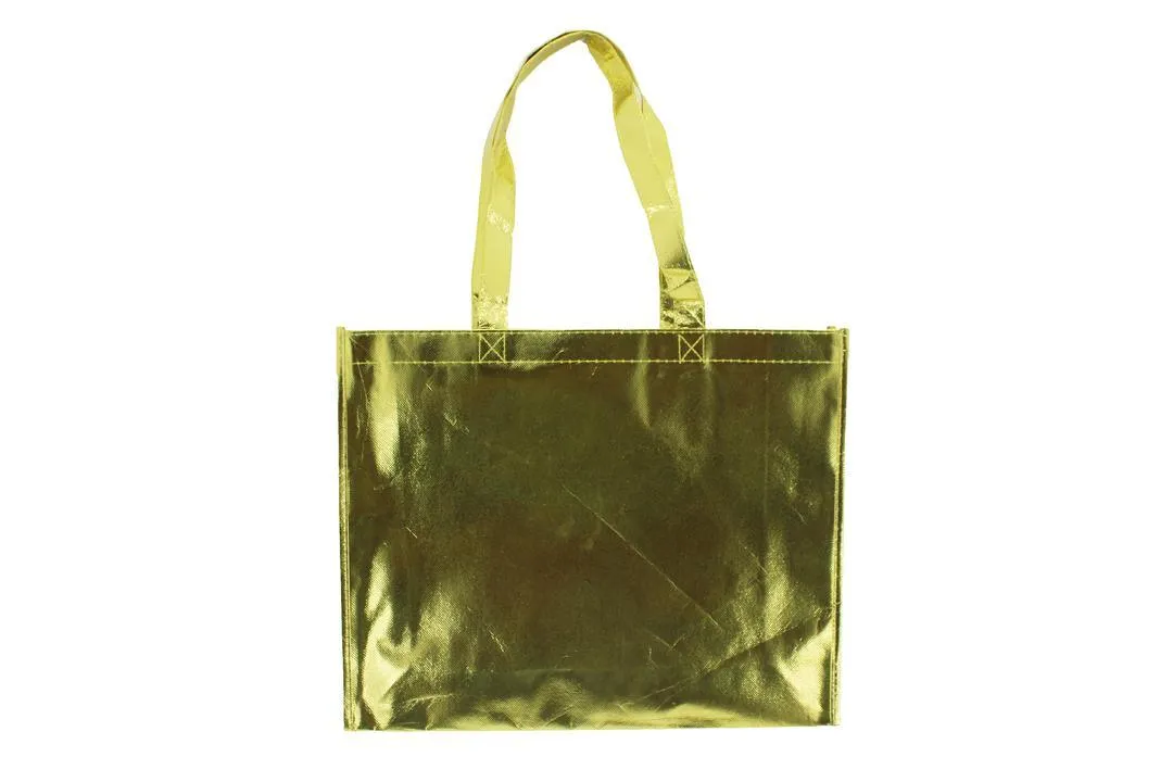 Reusable Non-Woven Fabric Grocery Tote Bag With Handle - 40 x 12 x 32cm, Golden