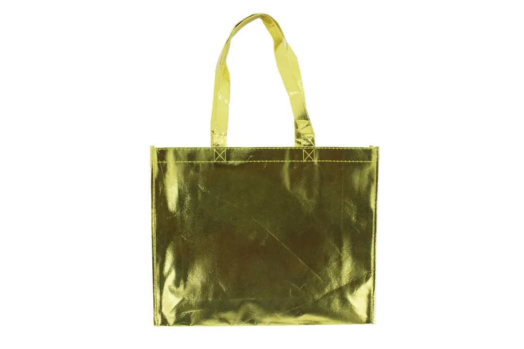 Reusable Non-Woven Fabric Grocery Tote Bag With Handle - 40 x 12 x 32cm, Golden