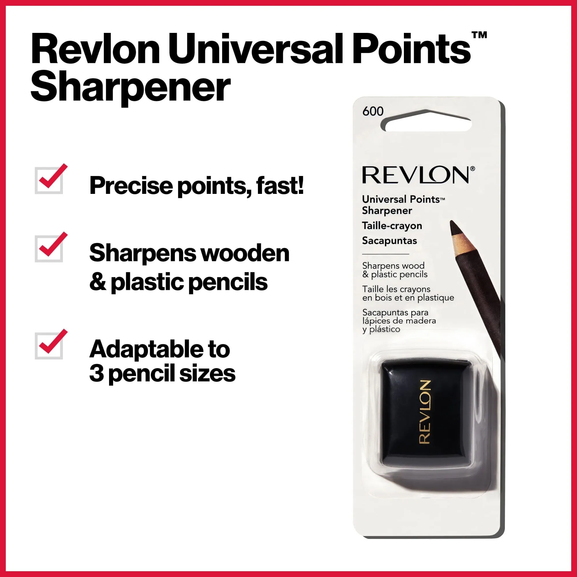 Revlon Universal Points Dual Hole Cosmetic Pencil Sharpener for Eyeliner & Lip Liner Pencils