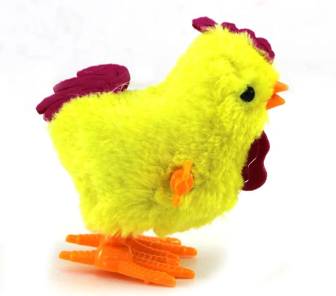 Rooster Yellow Wind Up Jumping Chicken Plush Toy Fun Novelty Toy for Party Favors