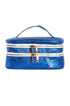 Royal Blue Rebel Glam & Go Travel Case with White Zipper