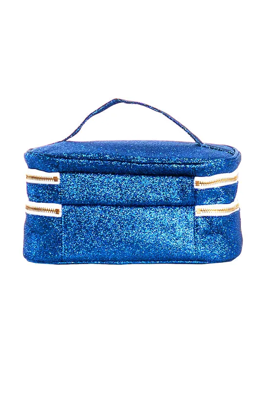 Royal Blue Rebel Glam & Go Travel Case with White Zipper