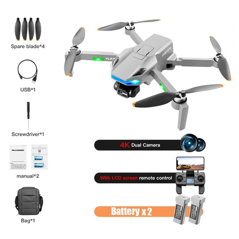 S135 Pro 4K Drone 3-Axis Gimbal 360° Obstacle Avoidance Brushless Foldable GPS 5G WiFi 4K ESC Dual Camera Quadcopter