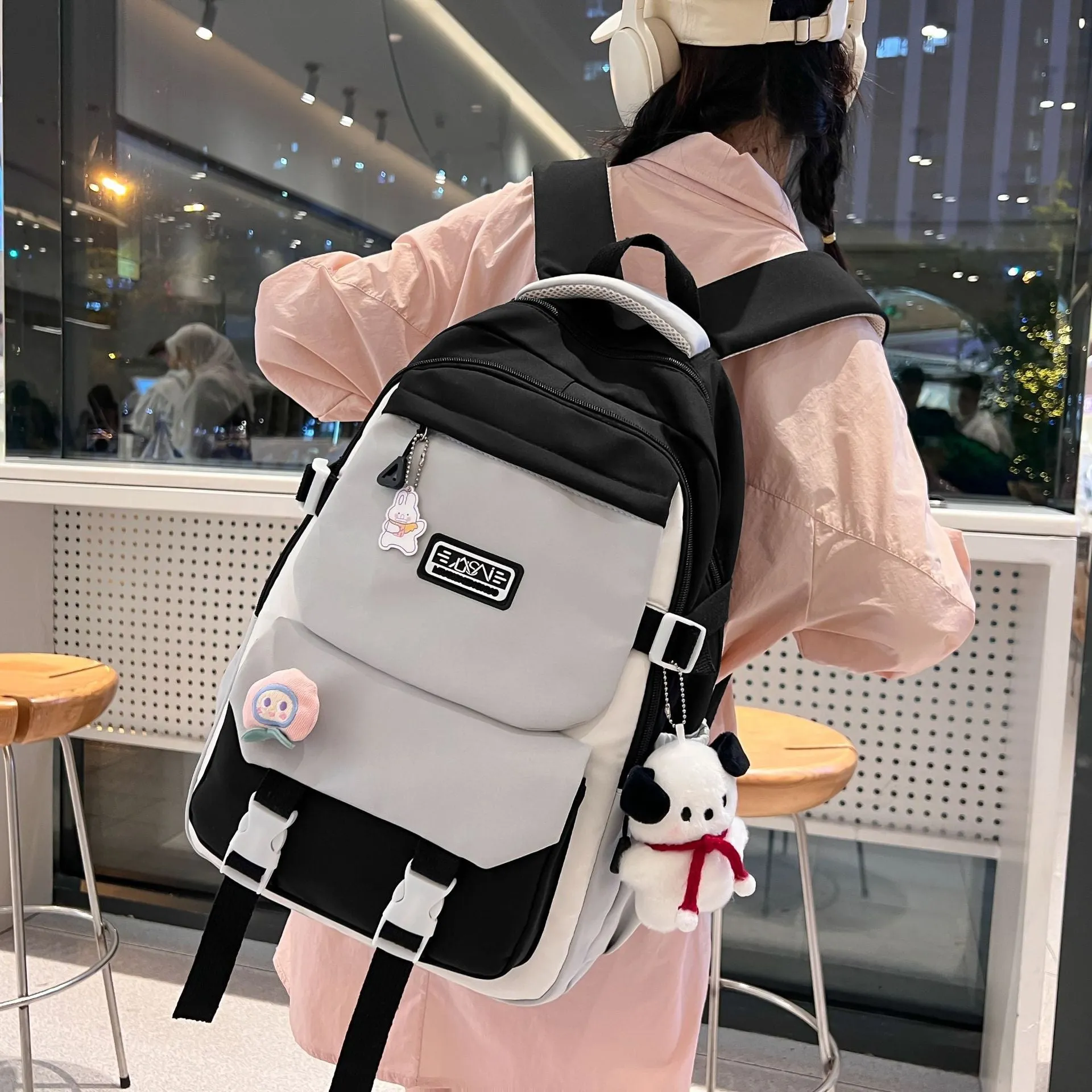 Schoolbag Junior High School Girl Japanese Ins College Senior High School Versatile Contrast Color Backpack Special-Interest Design College Students' Backpack