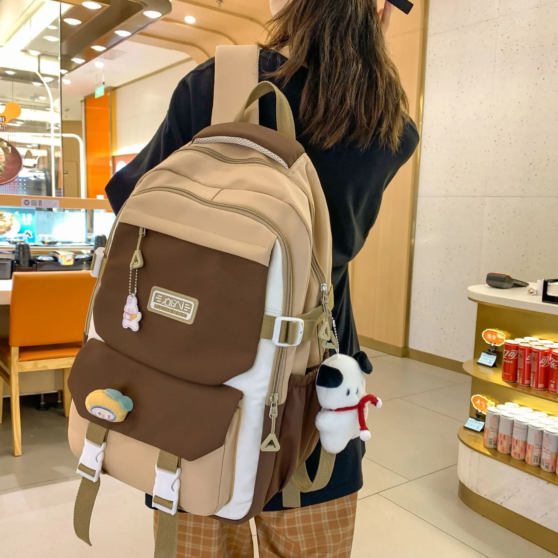 Schoolbag Junior High School Girl Japanese Ins College Senior High School Versatile Contrast Color Backpack Special-Interest Design College Students' Backpack