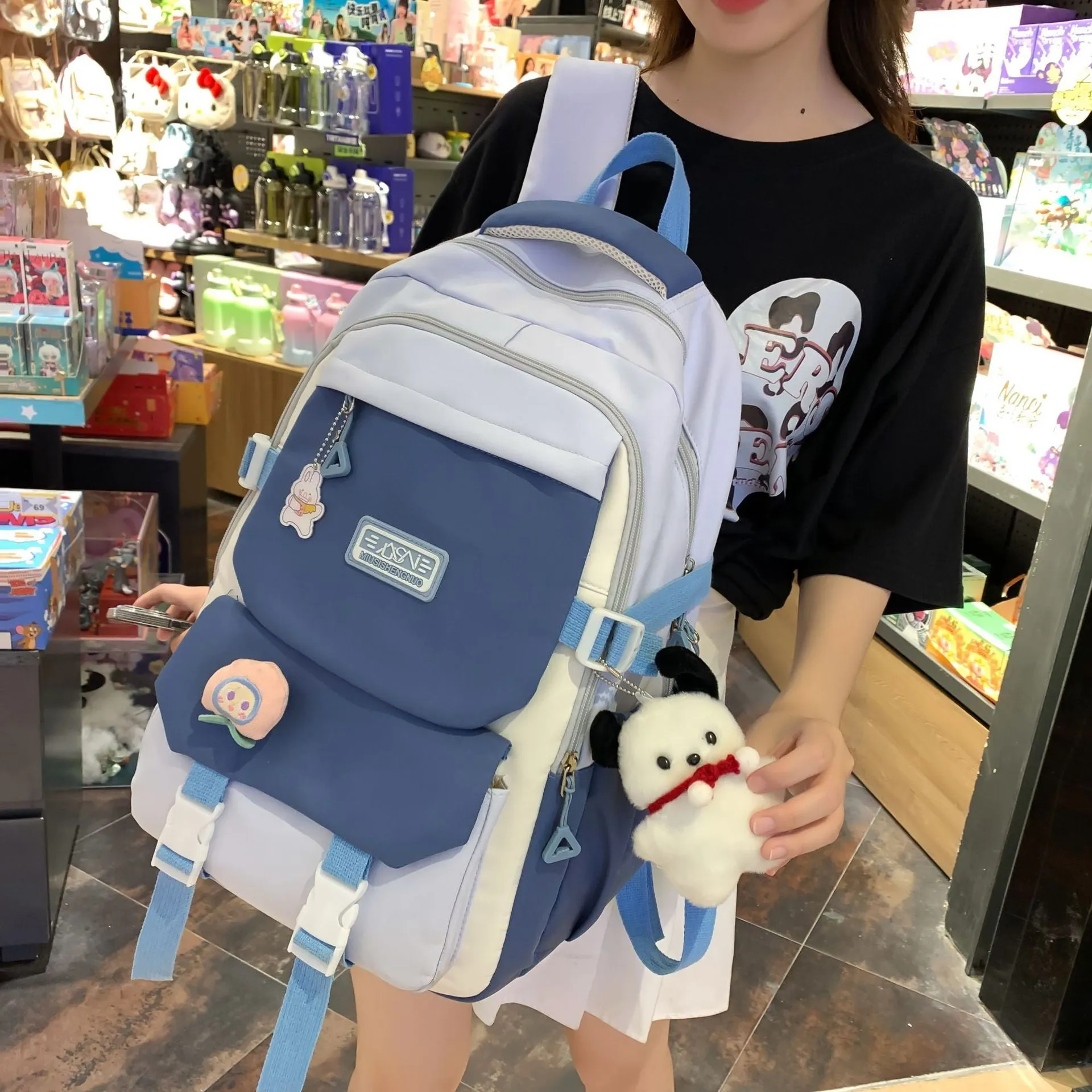 Schoolbag Junior High School Girl Japanese Ins College Senior High School Versatile Contrast Color Backpack Special-Interest Design College Students' Backpack