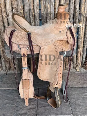 Sheridan Wade A-Fork Saddle Tooled Roughout/Wild Rose