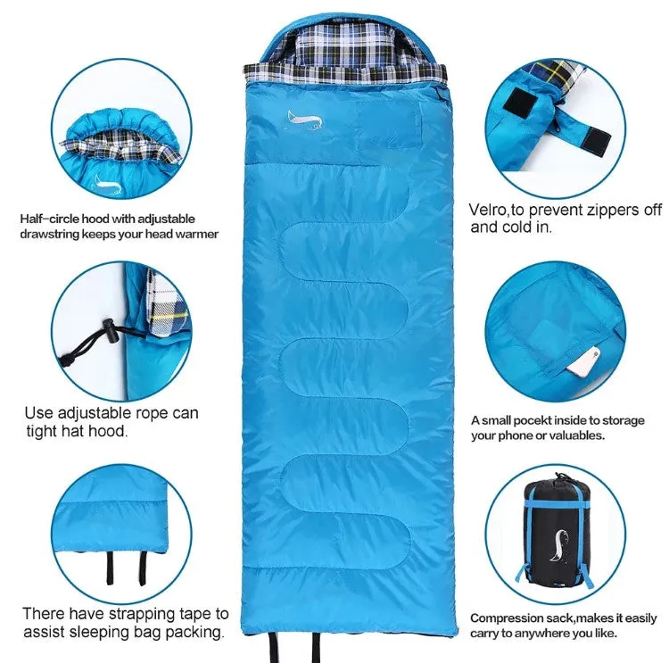 Sleeping Bag With Pillow Winter Warmth Flannel Lining and Carry Bag