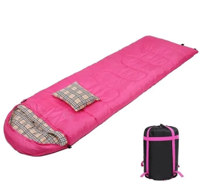 Sleeping Bag With Pillow Winter Warmth Flannel Lining and Carry Bag