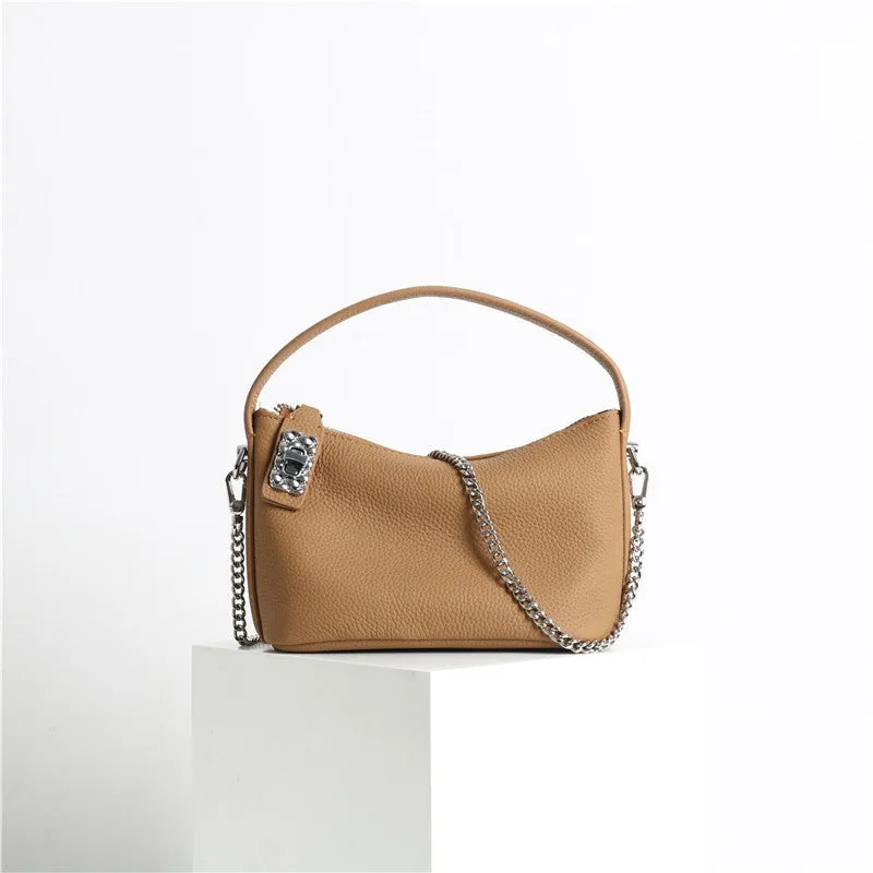 Small Moon Leather Handle Cross Body Bag