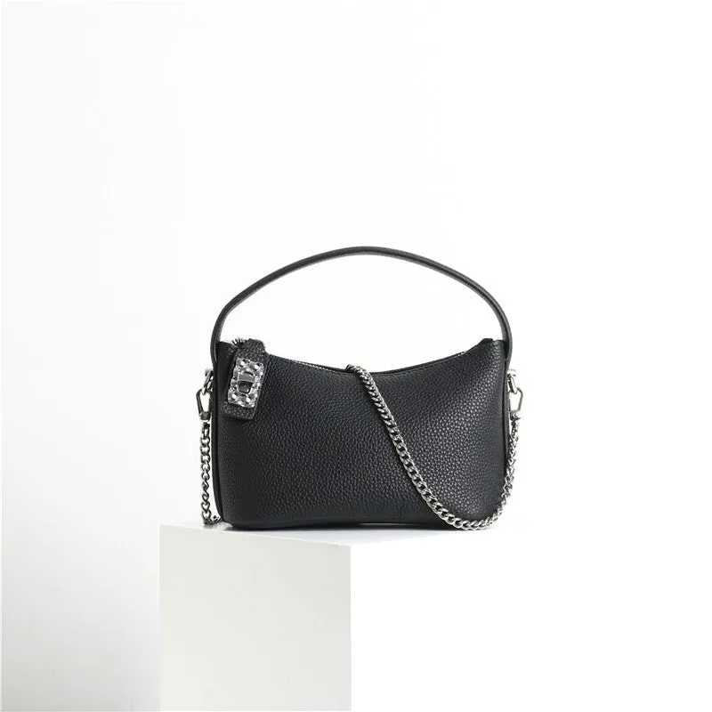 Small Moon Leather Handle Cross Body Bag