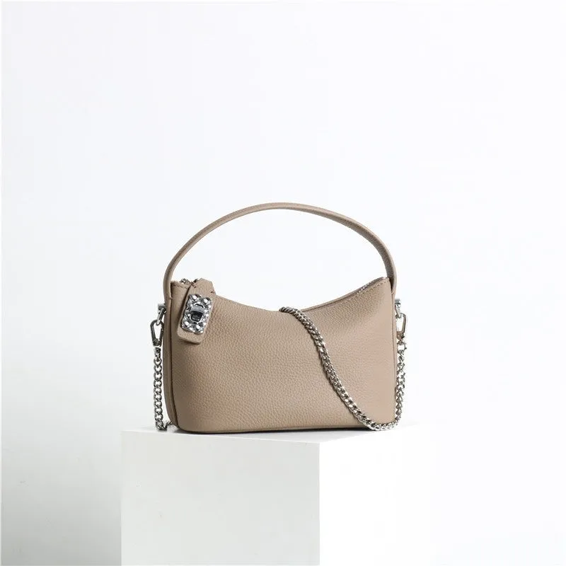 Small Moon Leather Handle Cross Body Bag