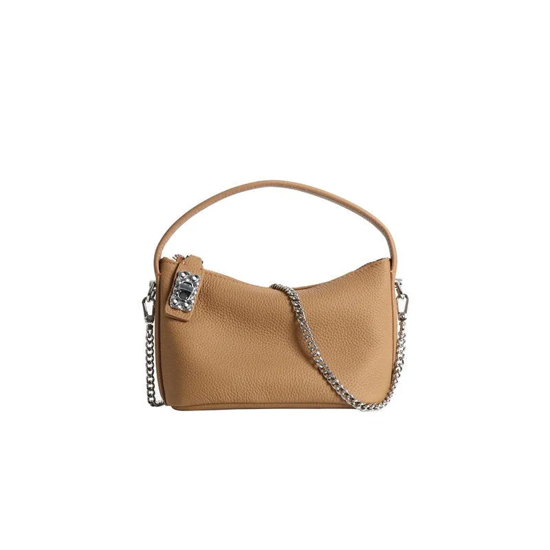 Small Moon Leather Handle Cross Body Bag