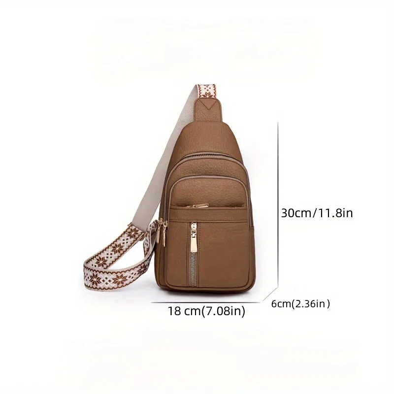 Small Womens Casual Nylon Backpack with Zipper Closure - Versatile Crossbody Bag for Outdoor Travel, Messenger Bag with Polyester Lining, Solid Color, Occasion Theme - Durable and Fashionable Chest Bag