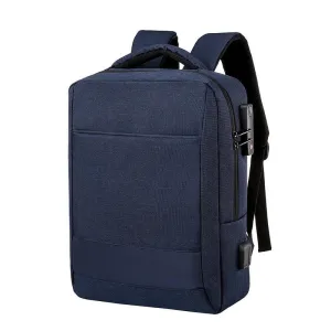 Smart Anti-Theft Lock Backpack With USB Charging Ports Bag- Blue