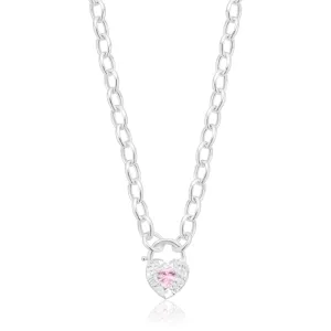 Sterling Silver 45cm Pink Cubic Zirconia Necklace