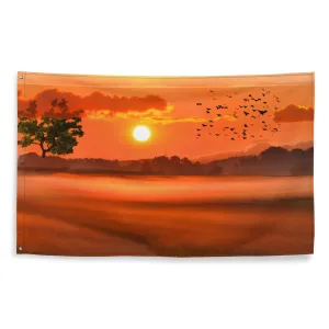 Sunset Birds Flag Tapestry Wall Hanging - Versatile & Durable Home Decor