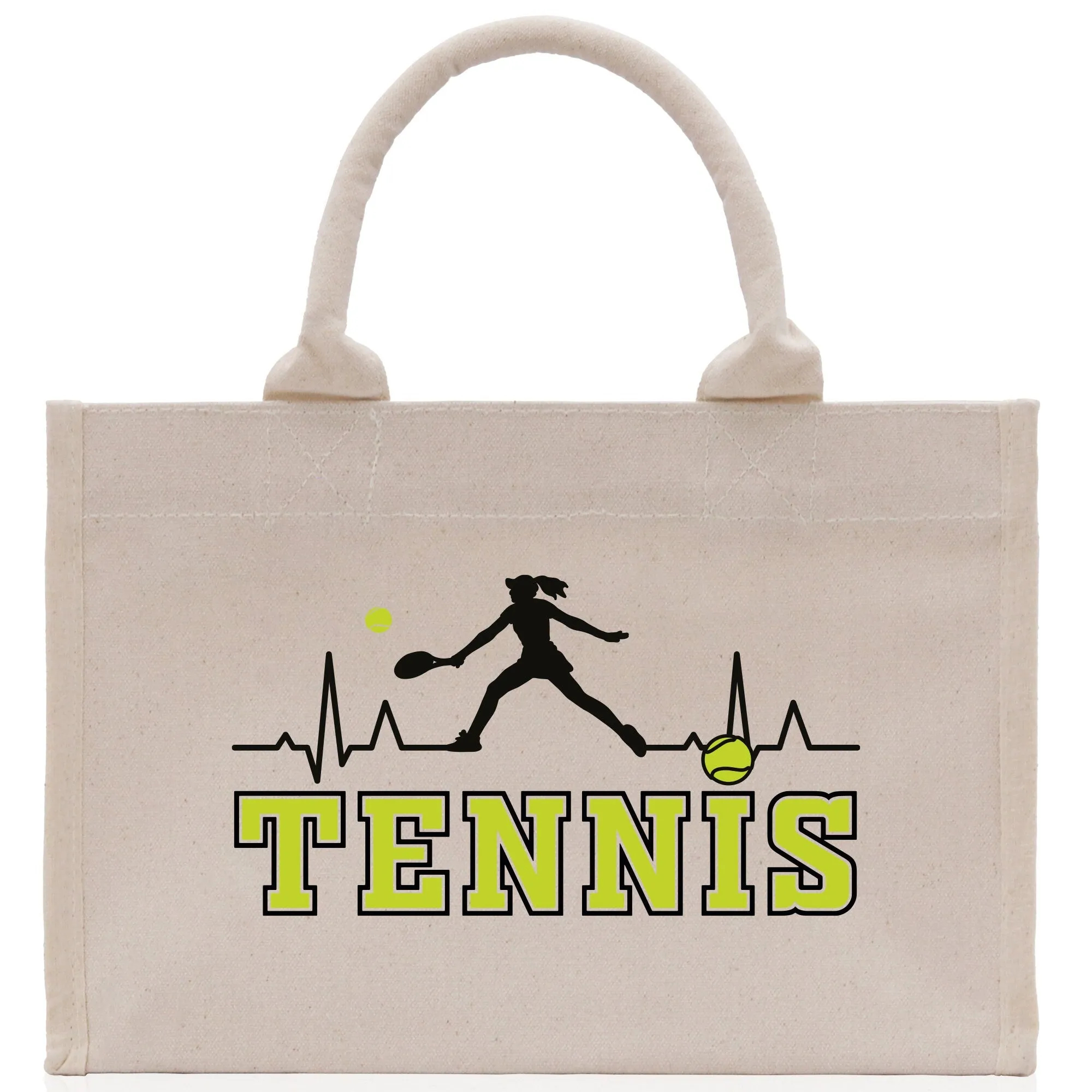 Tennis Silhouette Pulse Cotton Canvas Tote Bag Gift for Tennis Lover Bag Tennis Coach Gift Bag