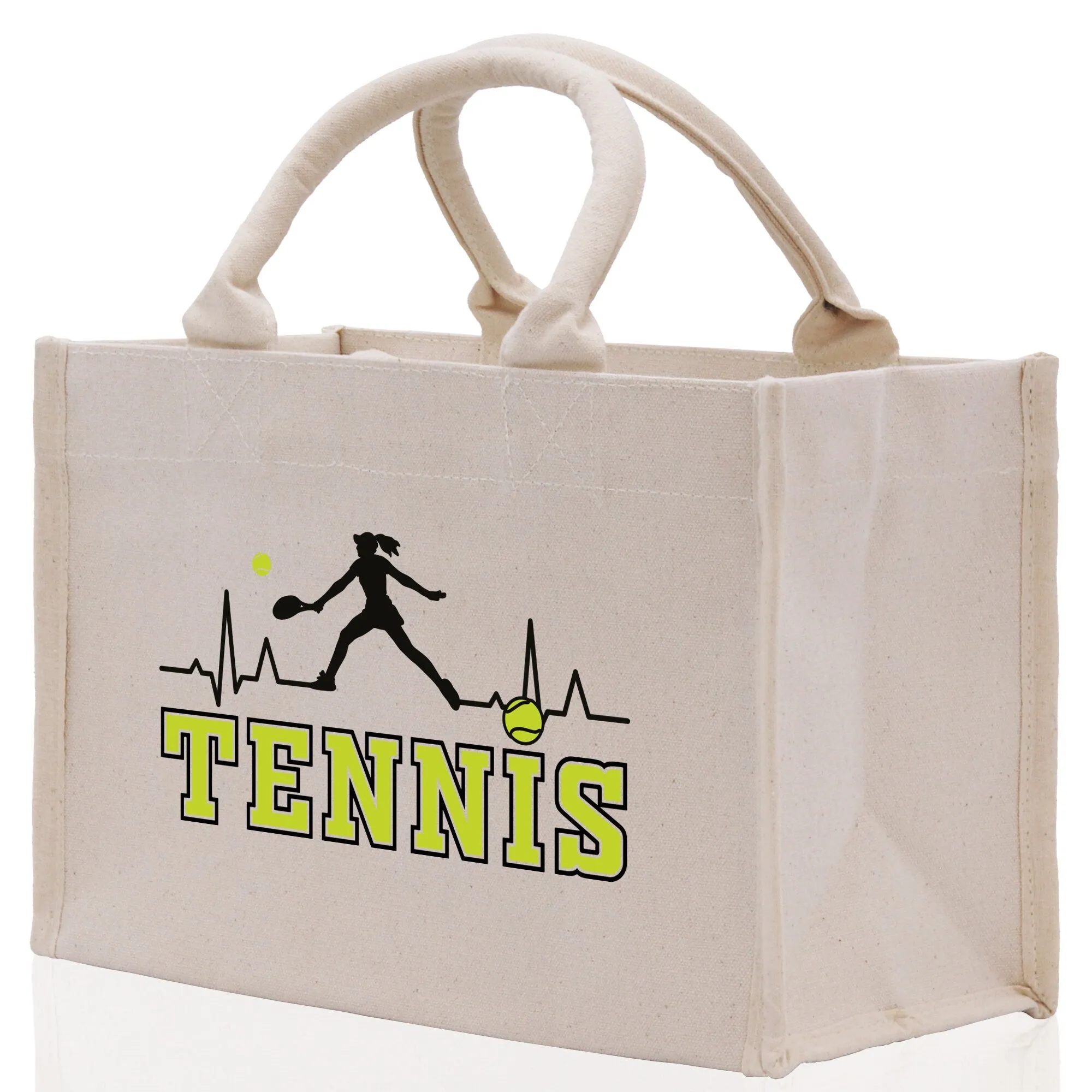 Tennis Silhouette Pulse Cotton Canvas Tote Bag Gift for Tennis Lover Bag Tennis Coach Gift Bag