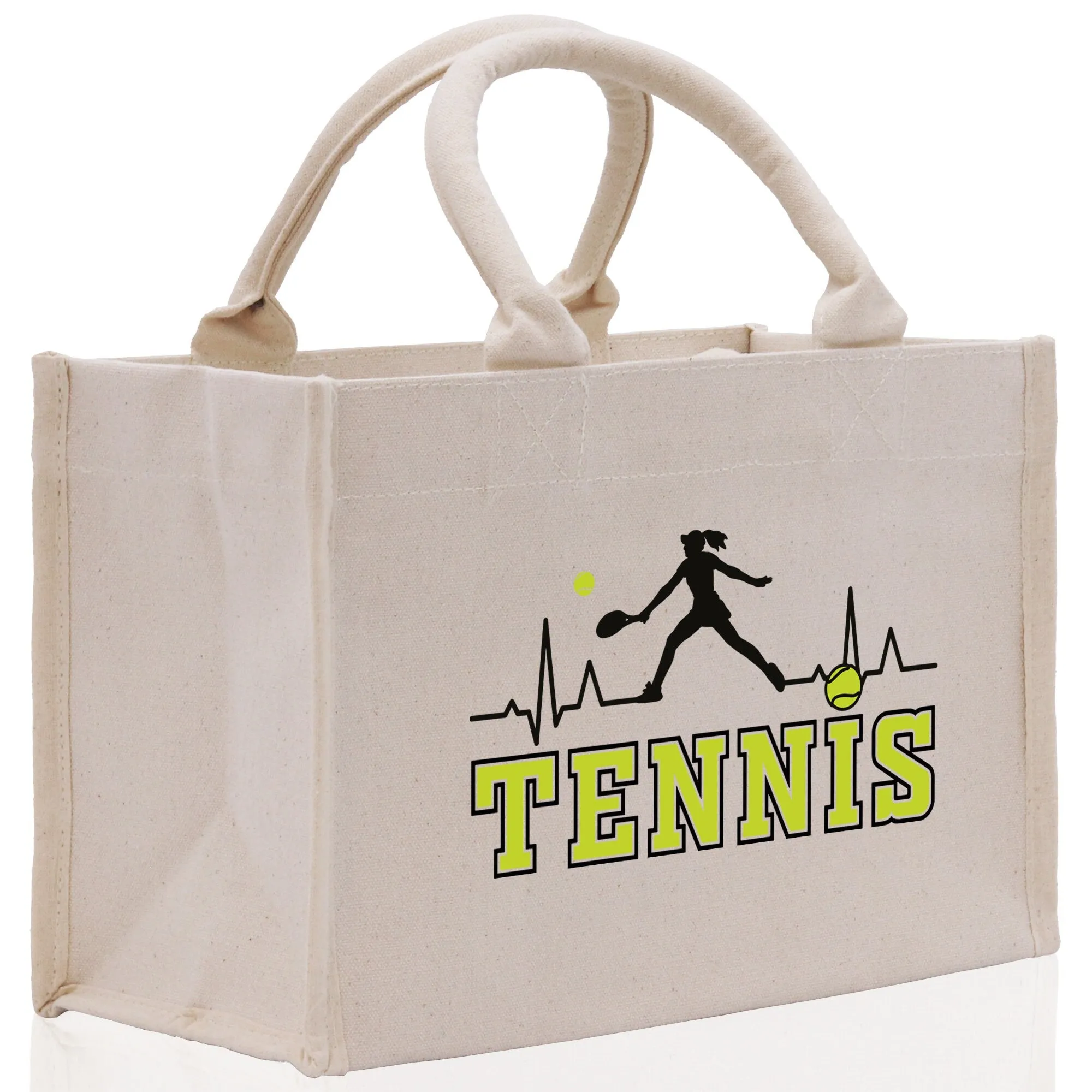 Tennis Silhouette Pulse Cotton Canvas Tote Bag Gift for Tennis Lover Bag Tennis Coach Gift Bag