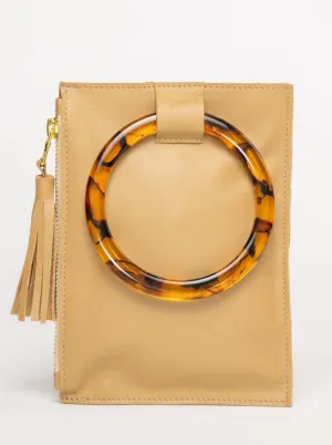 The Acrylic Ring Wristlet | Saddle