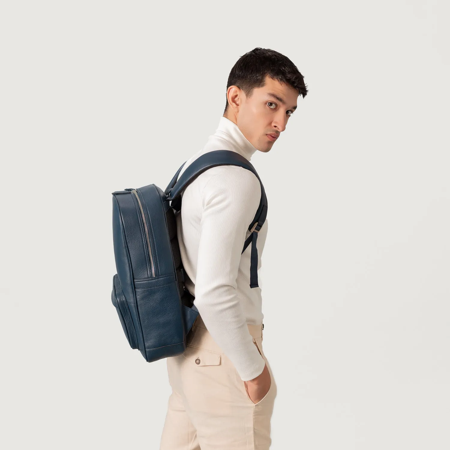 The Philos Midnight Blue Leather Backpack