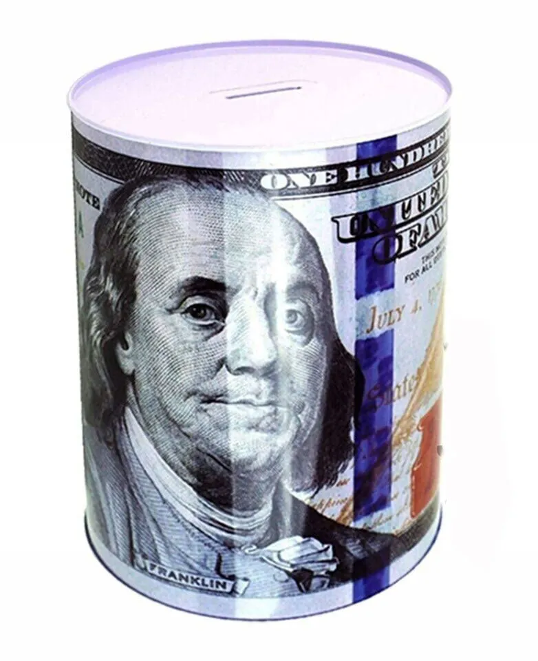 Tin Money Saving Piggy Bank 6" Ben Franklin $100 Bill Money Coin Saver (2 Pack)