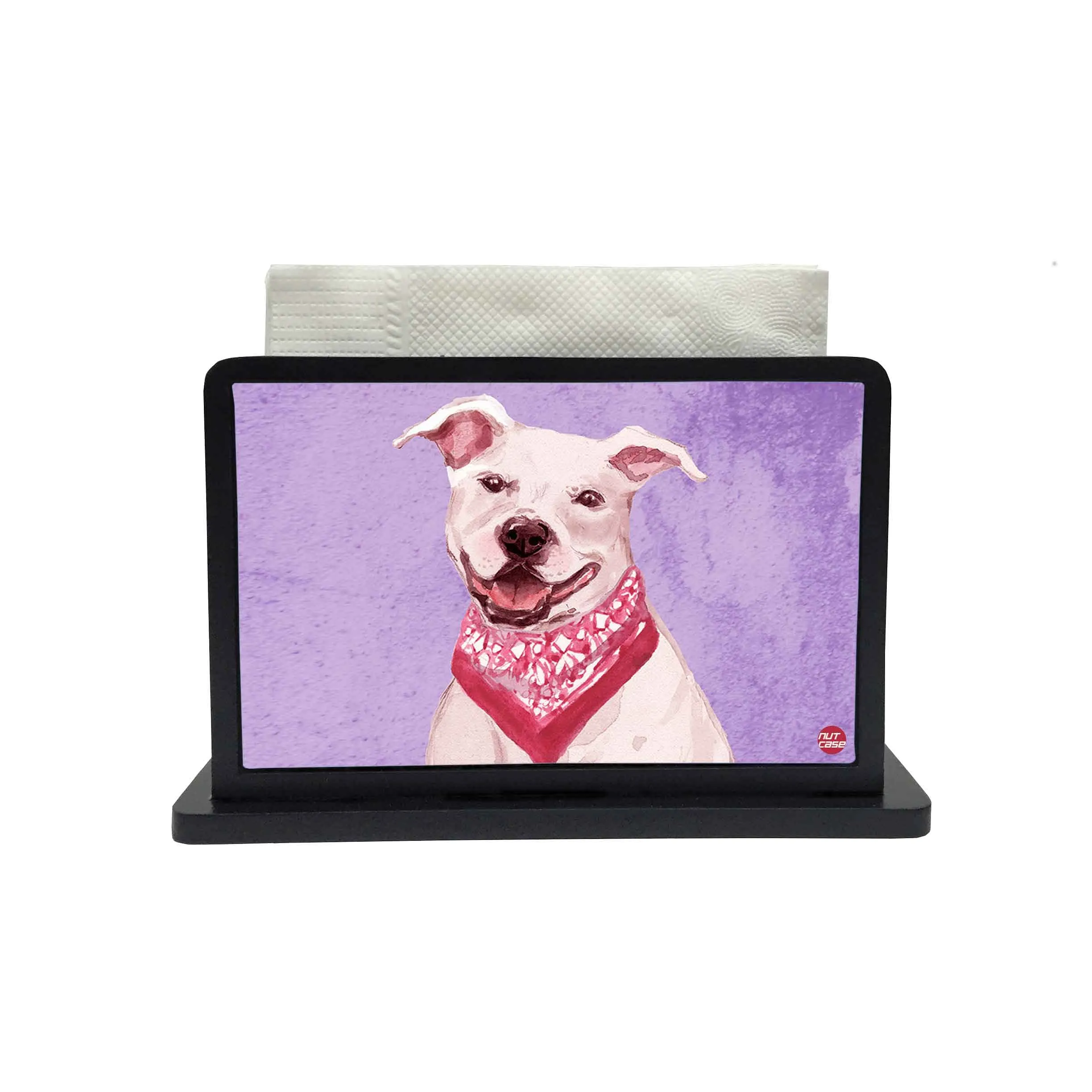 Tissue Holder Paper Napkin Stand - Dashing Pitbull Dog