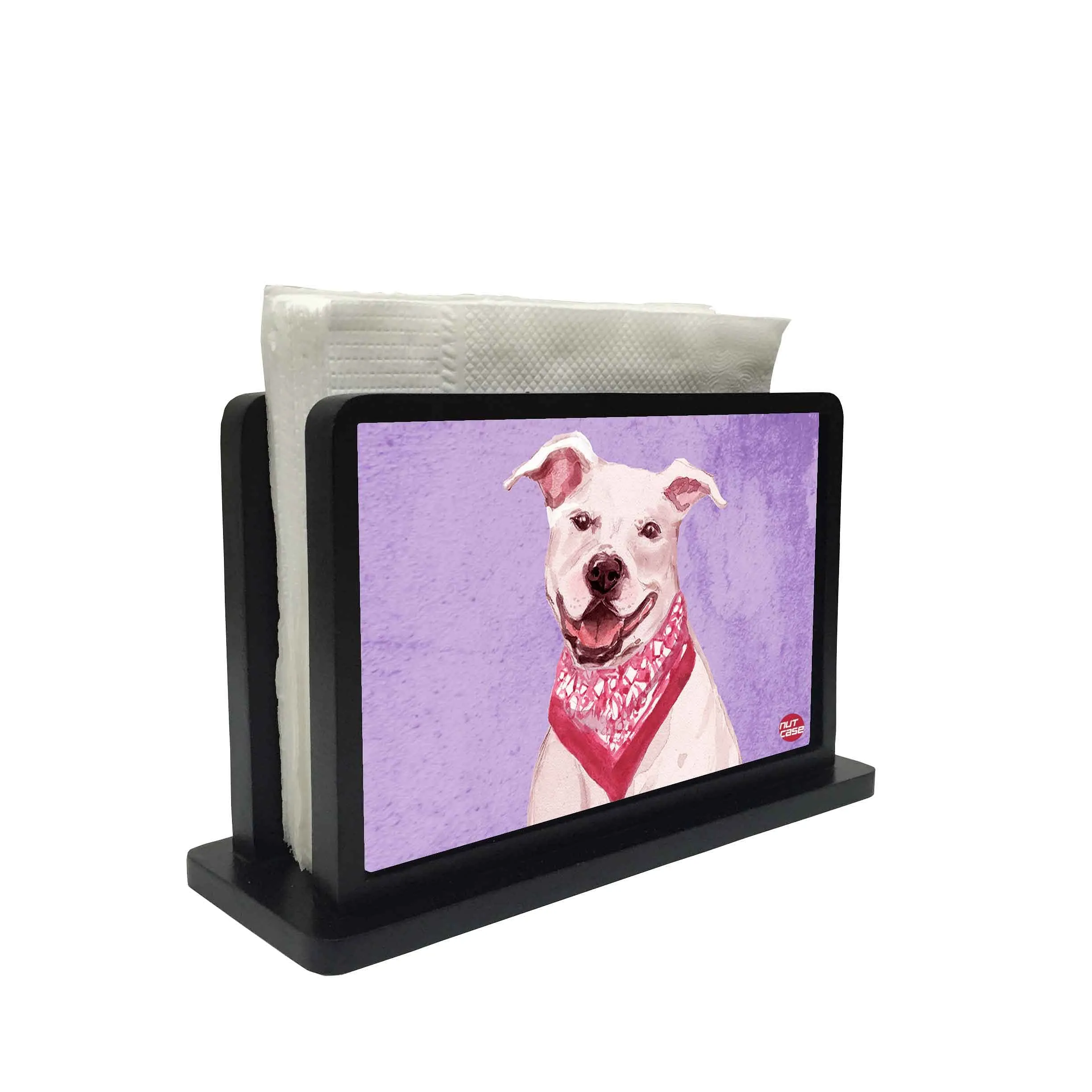 Tissue Holder Paper Napkin Stand - Dashing Pitbull Dog