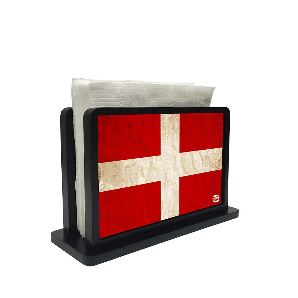 Tissue Holder Paper Napkin Stand - Denmark Vintage Distressed Flag