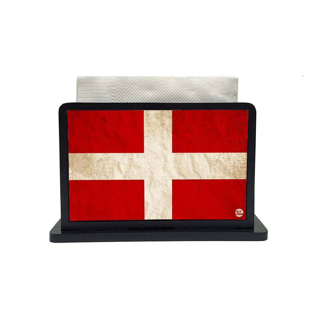 Tissue Holder Paper Napkin Stand - Denmark Vintage Distressed Flag