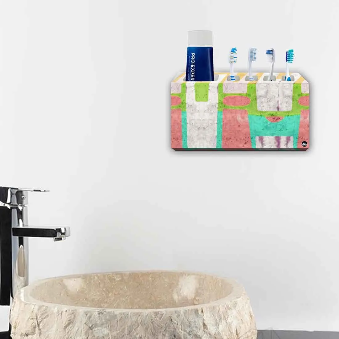 Toothbrush Holder Wall Mounted -Abstract Pastel Art