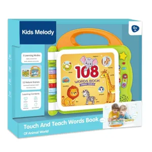 Touch And Teach Words Book of Animal World - 12 Nature Scenes - 3 Learning Modes & Music World - Gre