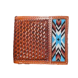 Twisted X Bifold Basket Weave Brown Wallet