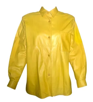 Valentino 1980's Yellow Nappa Lambskin Leather Shirt Jacket